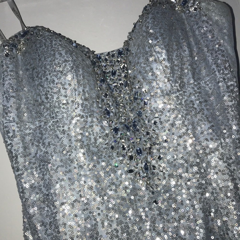 Ombré blue full sequins prom/ sweet16 dress